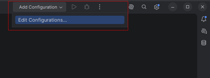 Меню Edit Configurations