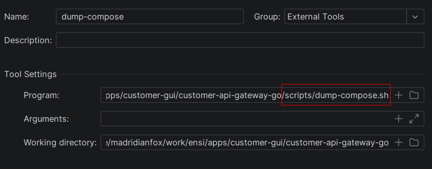 External tool: dump-compose.sh