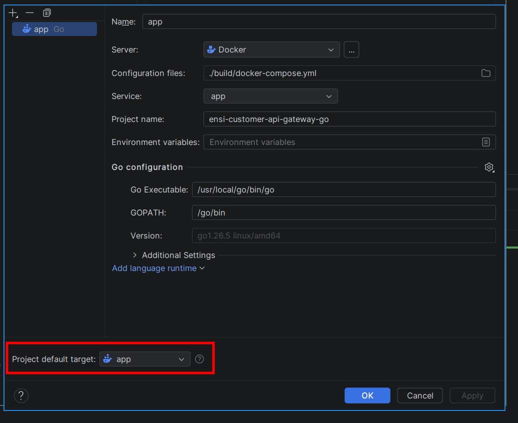 Project default target